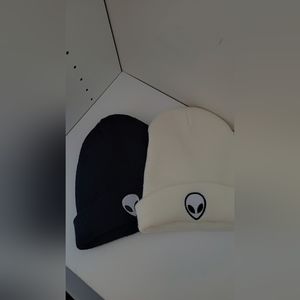 Black and white alien hats